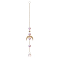 Golden crescent moon and sun catcher with faceted AB crystal prism hanging pendant - Gold Pendant - Moon Ball