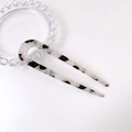Minimalist U-shaped hair fork in tortoiseshell marble pattern acetate finish - Gray Marble Texture