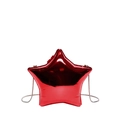 Glossy red star-shaped mini clutch bag with silver metal chain strap and mirror finish - Red