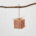 Brown kraft paper mini Christmas gift box ornament with Merry Christmas text and twine - English Letters (Jute Rope)/6g