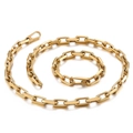 Set collana e bracciale da uomo con catena a maglie dorate da 10mm e finitura lucida - Set Oro (KS138815-KFC)