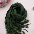 Winter plaid scarf in dark green and black mix with stylish fringe trim details - XLB-004 Dark Green and Black
