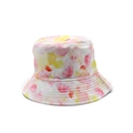 Close-up of pink and yellow floral watercolor bucket hat with reinforced stitching edges - Pink and Yellow Watercolor (05)