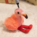 Pink and orange plush flamingo keychain with fluffy texture and long red legs hanging - Flamingo / 15CM