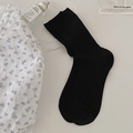 Classic black mid-calf ribbed socks with minimalist design and soft cotton texture - One Size / Black