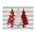 Christmas place mat with three decorative trees and red plaid patterns on gray background - Style 8 (Three Christmas Trees)