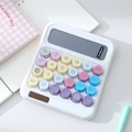Calculatrice blanche avec touches mécaniques macaron et écran solaire à double alimentation - Blanc 835max Calculatrice Silencieuse