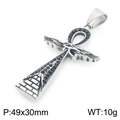 Pendaglio a croce Ankh argento con pietre nere, occhio di Horus e trama a piramide - Stile Ankh Egiziano Occhio di Horus (KP116395-MZOZ) / Solo Ciondolo