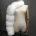 Elegant tiered long white faux fox fur shawl wrap for winter evening wear and accessories - White