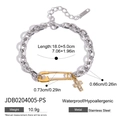 Bracciale in acciaio inossidabile argento con spilla da balia dorata e ciondolo croce - Bracciale Bicolore con Spilla da Balia e Croce (JDB0204005-PS)