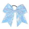 Nœud pour cheveux bleu clair à paillettes brillantes avec élastique pour filles et sport - Rose bonbon
