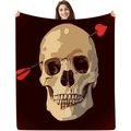Detail of gothic skeleton flannel blanket with heart arrow digital print pattern - 70*100CM