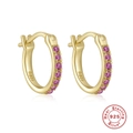 Κλασικοί κρίκοι από ασήμι S925 με επιχρύσωση 18K και ροζ ζιργκόν κοσμήματα - Χρυσό - Τριανταφυλλί Ζιργκόν