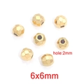 Faceted 6x6mm stainless steel beads with 2mm hole in vacuum-plated golden finish - 6mm / Gold