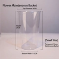 Detailed view of small transparent acrylic flower bucket with 24cm height and 16cm diameter - Transparent Bucket (Round Small)