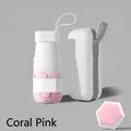 Portable coral pink mini flat sun umbrella with a matching white capsule storage case - Gradient Pink + Capsule Box
