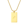 Gold Sagittarius square pendant necklace with sleek snake chain in stainless steel - Sagittarius