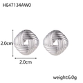 Detail of silver woven earrings with square cutout, measuring 2.0cm and weighing 6.0g - Square Hollow Weave Style (HE47134AW0) / Silver