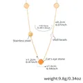 Lange vergoldete Edelstahlkette mit quadratischem orangefarbenem Opal und Perlen - Gelbes Quadrat Goldhalskette (TXP274)