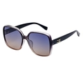 Chic women's oversized square polarized sunglasses with gradient lenses and gold accents - 灰浅茶框灰茶片(C2)