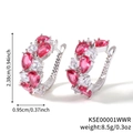 Créoles plaquées argent avec zircons rouges en forme de poire et dimensions incluses - Rouge + Blanc