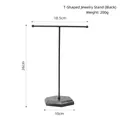 T-bar earring stand with black marble hexagonal base and minimalist black metal frame - Marble Base Jewelry Rack - All Black