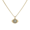 Collana malocchio placcata in oro con pietra turchese e catena box su fondo bianco - Malocchio Turchese / Oro