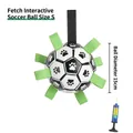Black and white interactive dog soccer ball with green straps, size S, 15cm diameter - Upgraded / 15cm (Size S)