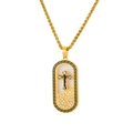 Détail du pendentif croix plaqué or 18 carats avec strass et bordure de clé grecque - HD-19 (Figure de Jésus)