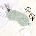 Soft light green plush sleep mask with light blue elastic satin strap for comfort - Fresh Green