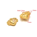 Golden heart charm with moon and clear stone inlay, front and back view with dimensions - 17*13mm Gold Heart - White