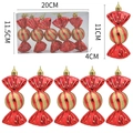 Set di 5 ornamenti natalizi a forma di caramella rossa e oro con glitter a spirale - 5 pezzi/scatola / Rosso