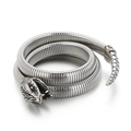 Bracciale a serpente d'argento con trama dettagliata e design flessibile a tre strati - Stile Involucro Serpente Colore Acciaio (KB148287-KJX)