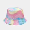 Chapeau bob tie-dye unisexe avec des motifs en spirale roses et bleus en coton fin - M (56-58cm) / Réversible / Rose Jaune Bleu Vert Tie-dye (18#)