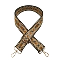 Ethnic style woven polyester bag strap with orange geometric patterns and gold clips - Ethnic Style 11