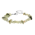Natural light green crushed stone bracelet with adjustable silver lobster clasp and chain - Prehnite