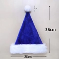 Blue plush Christmas hat with white faux fur trim and size labels 38x28cm - Haipai Long Plush Kids / Sapphire Blue