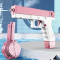 Electric water gun in pink with high-capacity drum magazine for summer outdoor fun - Electric Continuous Water Gun Pink