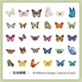 60 stuks vintage botanische vlinder stickerpakket met 30 unieke natuurontwerpen - Bloemen Vlinders