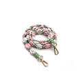 Pink and white daisy crochet lanyard with golden metal lobster clasps for bags and keys - Pink White Green