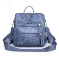 Blauer Vintage Rucksack aus Kunstleder mit Reißverschlusstaschen und Textur - Blau