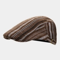 Detalle de gorra plana a rayas vintage con hebilla de metal bronce ajustable - Rayas Finas Color Café (Color 4#)