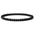 Minimalist 4mm matte black stone bead elastic bracelet for men and women - Frosted Black Glass