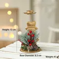 Golden Christmas metal candle holder with snowman relief and pine cone decorations - Gold Snowman / Without Candle