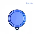 Portable purple collapsible silicone dog bowl with heart-shaped hanging handle - Purple