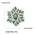 Broche vintage en alliage doré avec grands cristaux verts ovales pour châles et manteaux - Vert