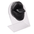 Modello di bocca e lingua in silicone nero su supporto in acrilico per piercing - Bocca con Lingua Fuori e Supporto / Nero