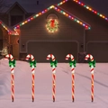 Solar powered Christmas candy cane stake lights with red and white stripes for garden - Candy Cane