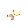 Golden stainless steel banana pendant set with pink and white enamel filling - Banana / Pink