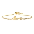 Adjustable gold Love bracelet with white cubic zirconia and tree of life devil eye charms - LOVE Letter Pendant
